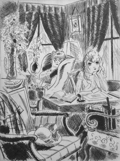 (Illustrated). Set of 4 modern illustrated...