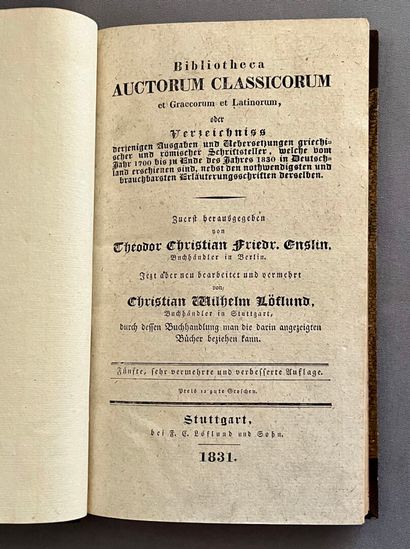 ENSLIN (Theodor Christian Fr.) - *Bibliotheca...