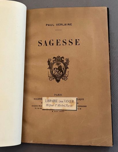 VERLAINE (Paul). *Sagesse*. Paris: Société...