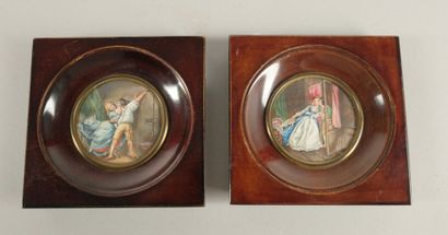 J. VALON (XXème siècle). Deux miniatures...