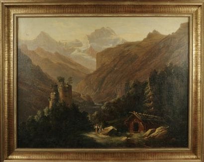 Swiss school of the late 19th century. Mountain...