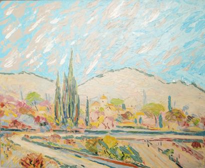 André POIRSON (1920-2003). Provence Landscape
Oil...