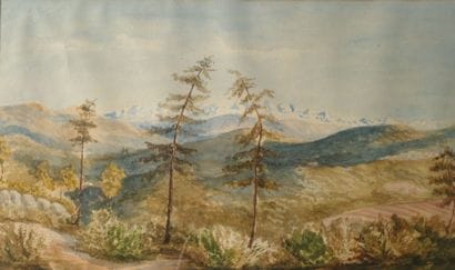 Late 19th-century school. Alpine view of...