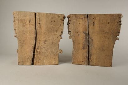 Three sections of Corinthian capitals made...