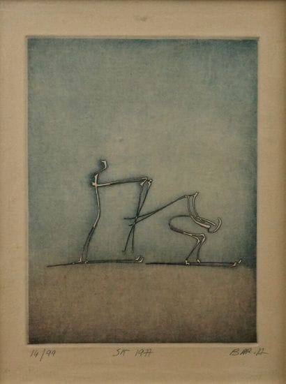 Alain BAR (born in 1947). Two Skiers
Lithograph,...