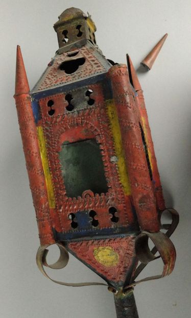 Pair of procession lanterns made of polychrome...