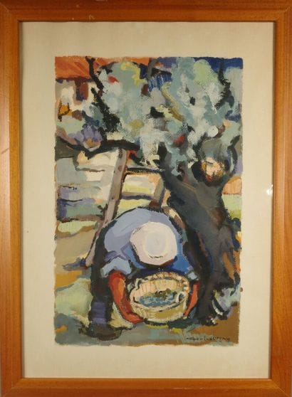 Bruno PERINO (1925–1996). Olive Harvest
Gouache...