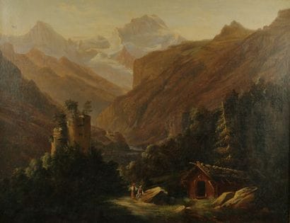 Swiss school of the late 19th century. Mountain...