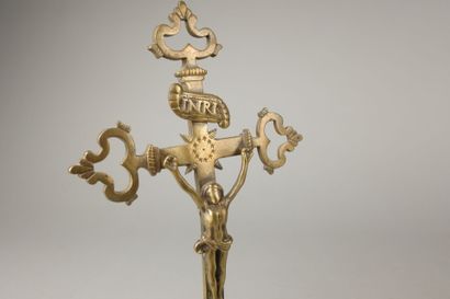 Bronze crucifix showing Christ on the cross...