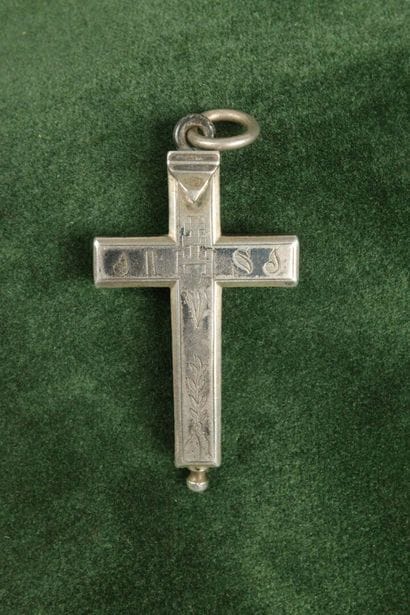 Silver pectoral reliquary cross depicting...
