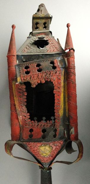 Pair of procession lanterns made of polychrome...