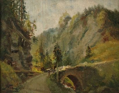 Joseph HUVEY (1844-1919). Landscape with...