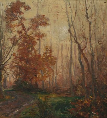 Early 20th century school. Autumnal wood
Oil...