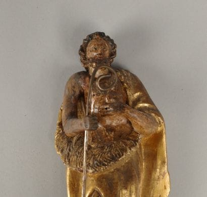 Saint holding a crosier in his right hand,...