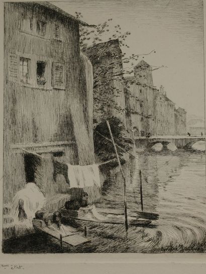 André JACQUES (1880–1960). Le Thiou, 1923
Etching,...