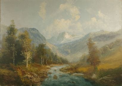 GODCHAUX (Late 19th century). Mountain Stream
Oil...