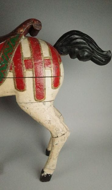 Polychrome lacquered wooden carousel horse.
Circa...