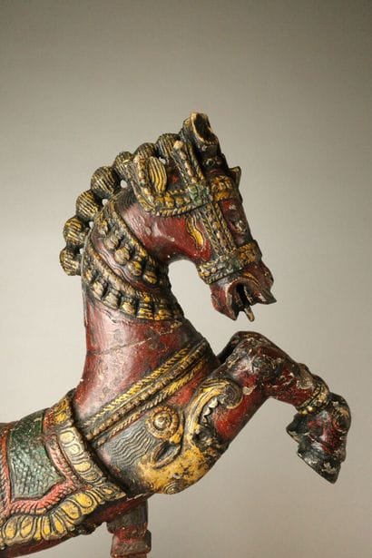 INDONESIA. Polychrome wooden rearing horse...