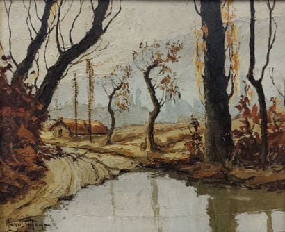 Henri MEGE (1904-1984). Small lake in autumn
Oil...