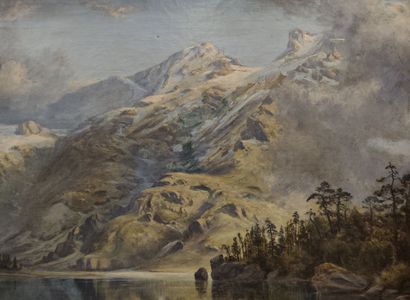 Late 19th century school. Mountain landscape
Oil...