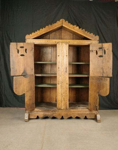 Small sideboard with a crenellated pediment...