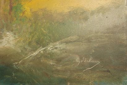 GODCHAUX (Late 19th century). Mountain Stream
Oil...