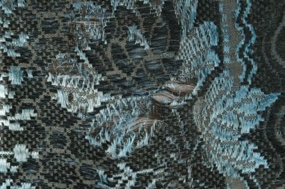 TARENTAISE. Silk scarf with a blue background...