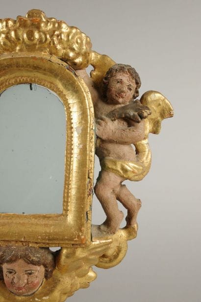 Reliquary monstrance in gilded and painted...