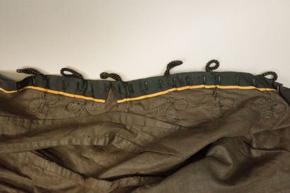 Overcoat, circa 1880. Made of black silk,...
