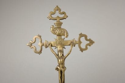 Bronze crucifix showing Christ on the cross...