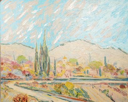 André POIRSON (1920-2003). Provence Landscape
Oil...