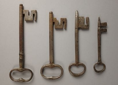 Set of four 17th- and 18th-century wrought-iron...