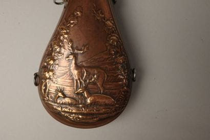 Set of two copper powder flasks: one with...