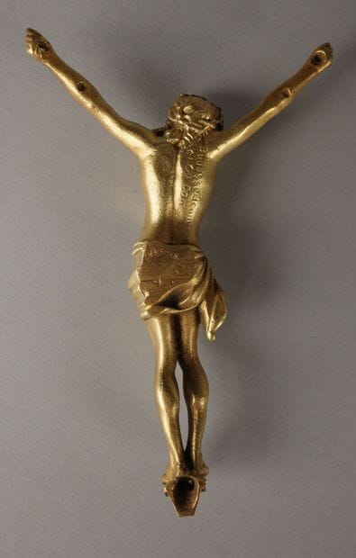 Gilded chiseled bronze Christ 
Signed 