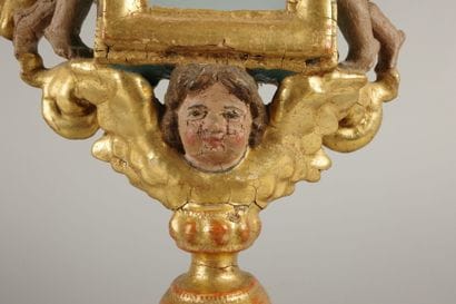 Reliquary monstrance in gilded and painted...