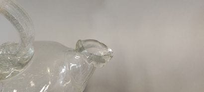 Bubble-blown glass cantir or holy-water jug...