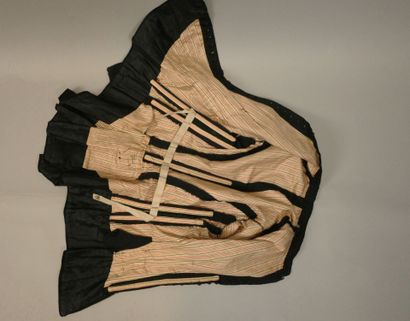 Flared dress, circa 1880–1885. Black silk...