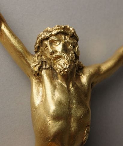 Gilded chiseled bronze Christ 
Signed 