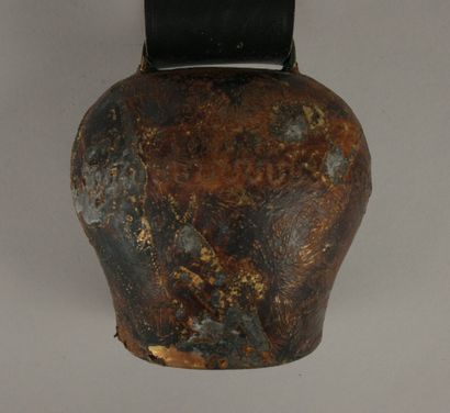 Soldered copper bell with a wave pattern...
