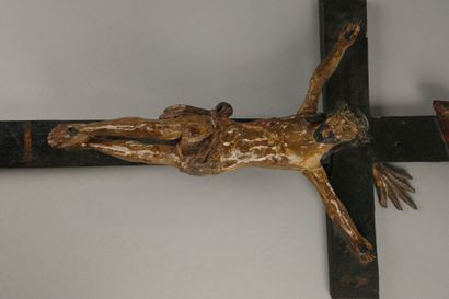 Polychrome carved wooden figure of Christ...