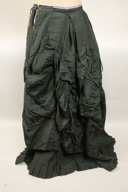Flared dress, circa 1880–1885. Black silk...