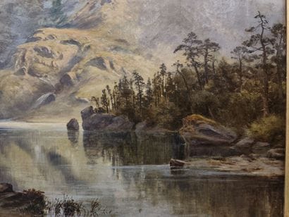 Late 19th century school. Mountain landscape
Oil...