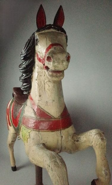 Polychrome lacquered wooden carousel horse.
Circa...