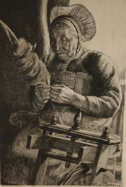 André JACQUES (1880–1960). The Spinner, 1923
Etching,...