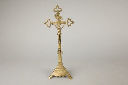 Bronze crucifix showing Christ on the cross...