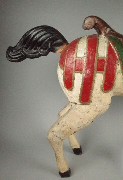 Polychrome lacquered wooden carousel horse.
Circa...