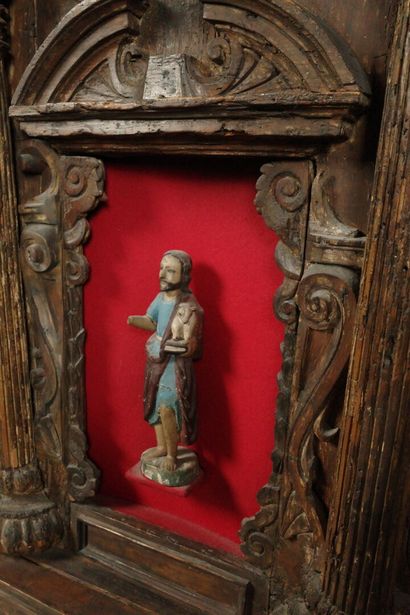 Decorative element depicting a temple façade...