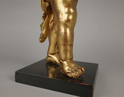 Gilded cherub statue—on a pedestal, H 77.5...