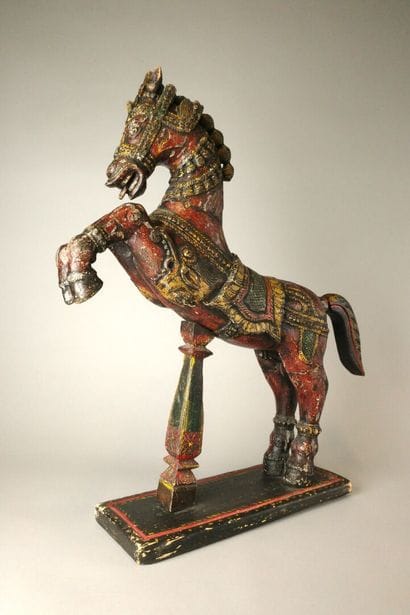 INDONESIA. Polychrome wooden rearing horse...