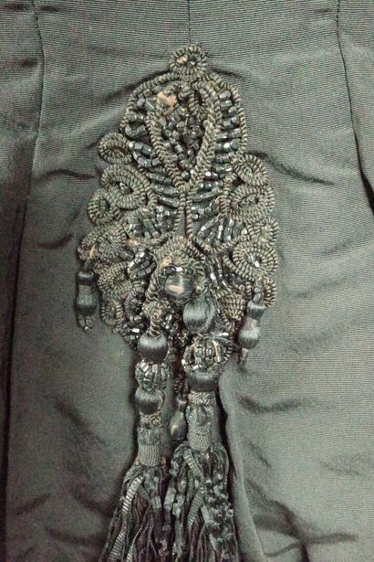 Flared dress, circa 1880–1885. Black silk...